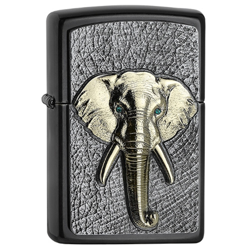Zippo Gray Dusk Elephant Tri Color Emblem Swarovski 