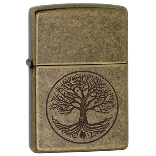 Zippo Messing Antik Tree of Life 